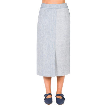 Paneled Linen-Silk Skirt