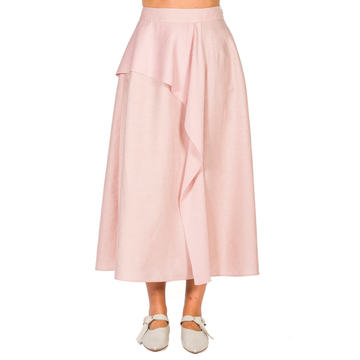 Ruffled Linen-Blend Midi Skirt