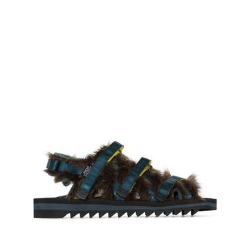 Multicoloured Faux Fur Sandals