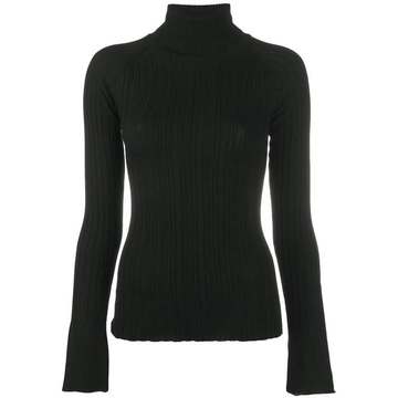 flared cuff roll neck jumper