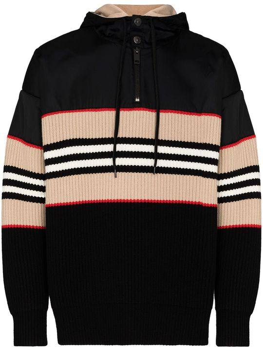 Harbridge Icon stripe rib knit hoodie展示图