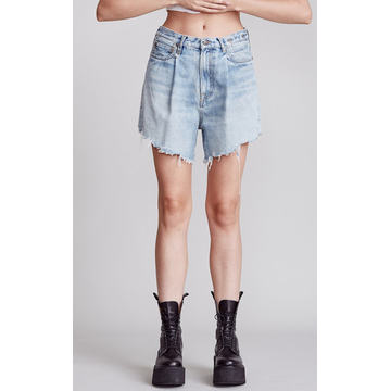 Damon Mid-Rise Pleated Denim Short