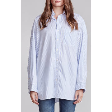 Oversized Striped Cotton Button Up Shirt