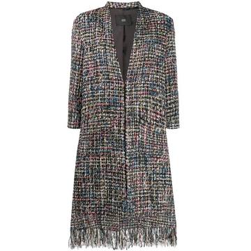 frayed edge tweed coat