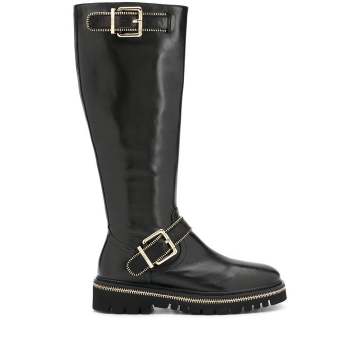 zip-trimmed riding boots