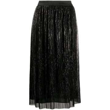metallic plissé skirt