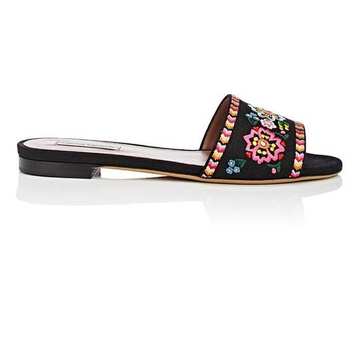 Sprinkle Fest Embroidered Linen Slide Sandals