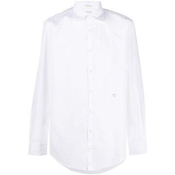 spread-collar embroidered shirt