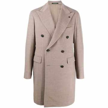 peak lapel double breasted coat