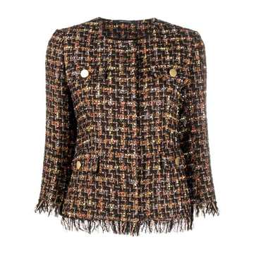 collarless tweed jacket