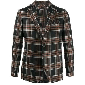 checked single-breasted blazer