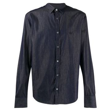 embroidered-logo denim shirt