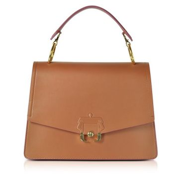Pecan Brown Leather Arianna Top Handle Satchel Bag