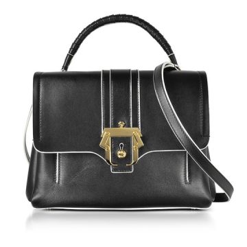 Black Leather Petite Faye Top Handle Satchel Bag