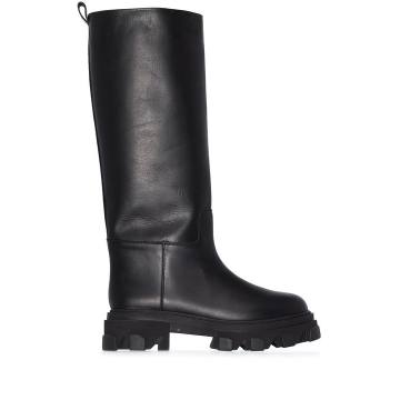 X Pernille black Tubular leather combat boots