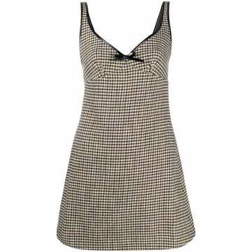 sleeveless check pattern dress