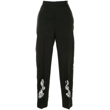 lace embroidery tapered trousers