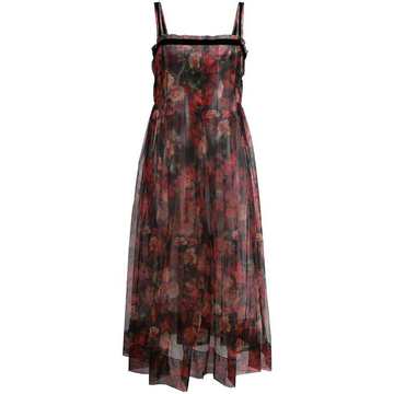 Trino floral-print tulle dress