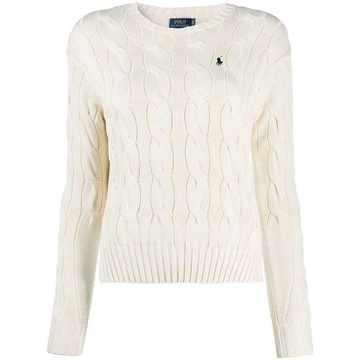 cable-knit logo jumper