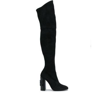thigh-length heeled boots