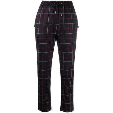 grid-print track pants