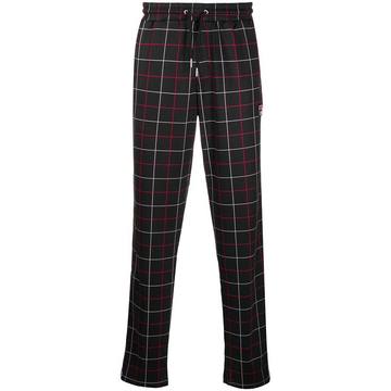 grid-print track pants