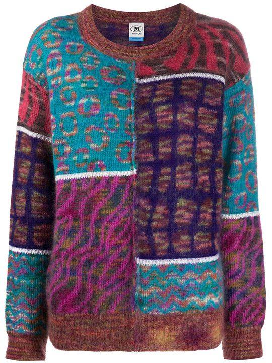 panelled print round neck jumper展示图