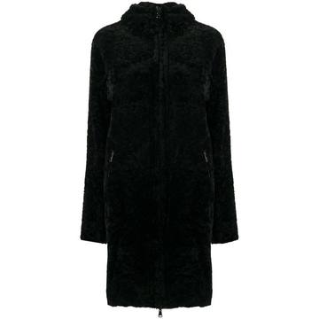 shearling zip-up coat