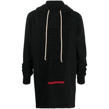 text-print cotton hoodie