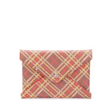 checked envelope clutch
