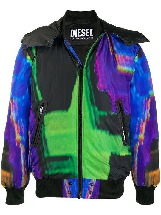 abstract print hooded jacket展示图