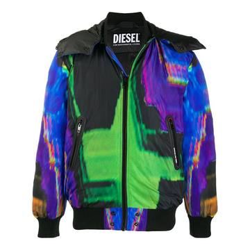 abstract print hooded jacket