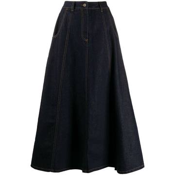 high-waisted denim skirt