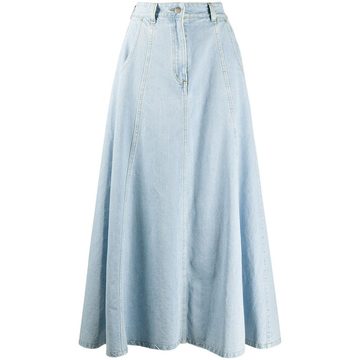 high-waisted denim skirt