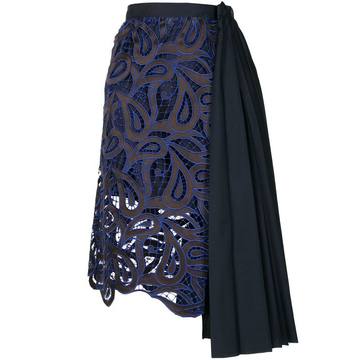 contrast-panel asymmetric skirt