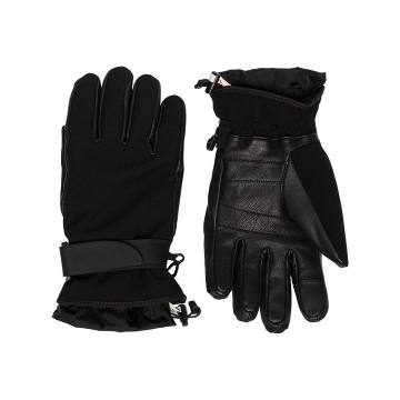 black leather and jersey gloves