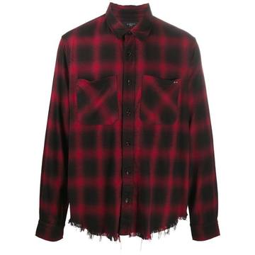 check-print frayed shirt