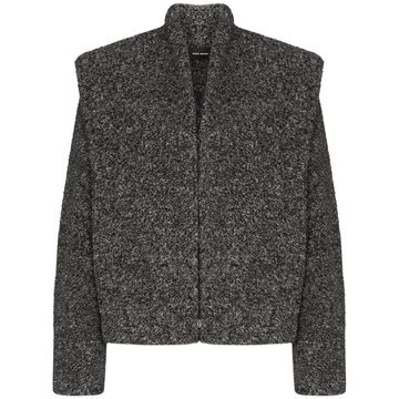 Exaggerated shoulder bouclé jacket