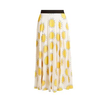 Sun-print pleated cady skirt