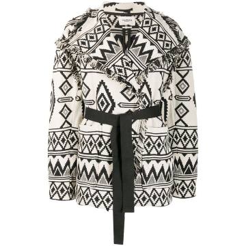 frayed-edge knitted jacket