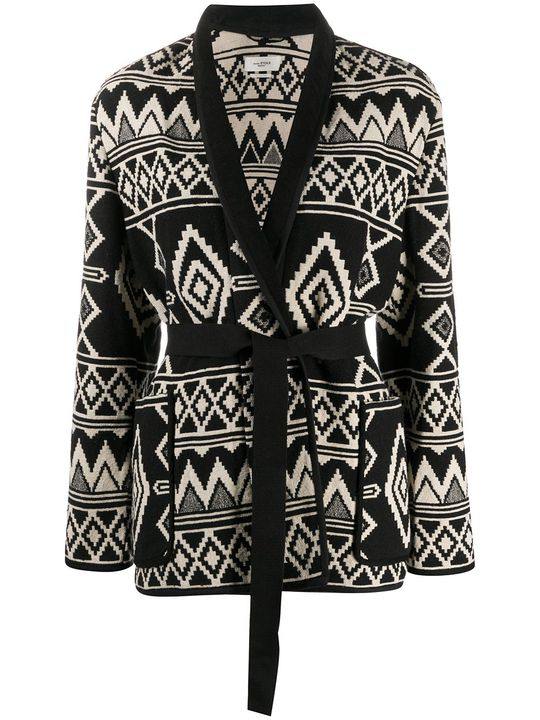 geometric print tied jacket展示图