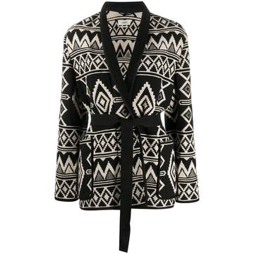 geometric print tied jacket