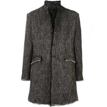 herringbone single-breasted coat