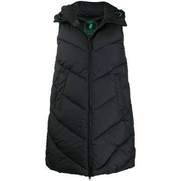 chevron-quilt sleeveless puffer jacket