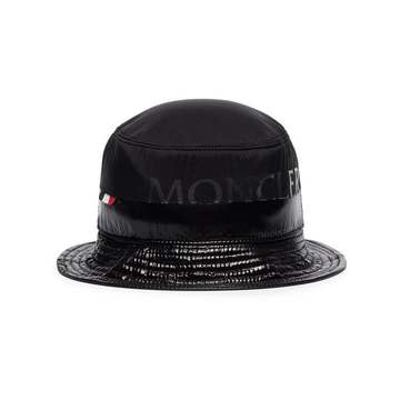 black logo bucket hat