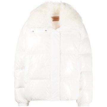 lamb fur trimmed padded jacket