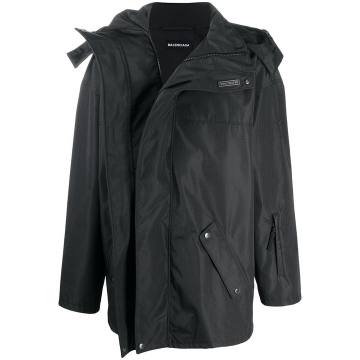 wrap-front hooded jacket