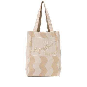 patterned jacquard tote bag