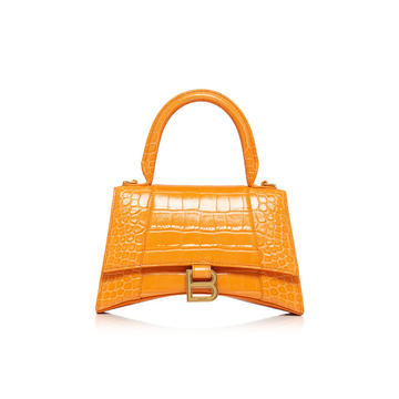 Hourglass Mini Croc-Effect Leather Bag