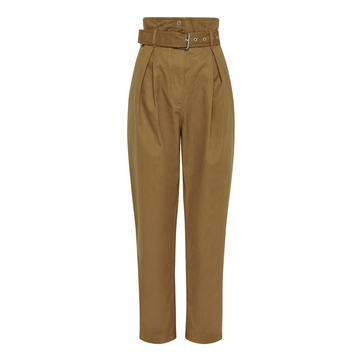 Jolie Pleated Cotton Straight-Leg Pants